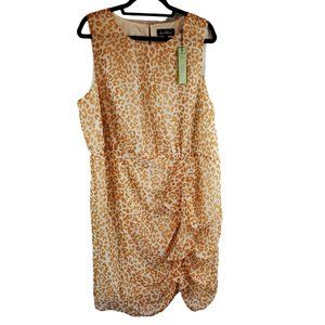 Sam Edelman Women's Soft Yellow Printed Dress with Ruffle Detail Size 1X